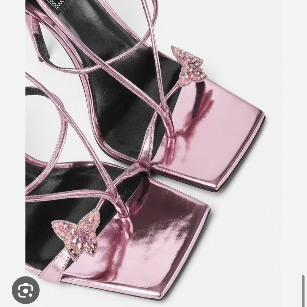 Versace x Dua Lipa Limited Edition Pink Metallic Butterfly Sandals Size 39 - Picture 3 of 15
